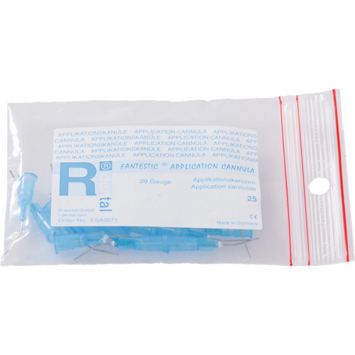 FANTESTIC APPLICATION CANNULAS 25G pose 25 stk. blå, vinklede, 25 gauge