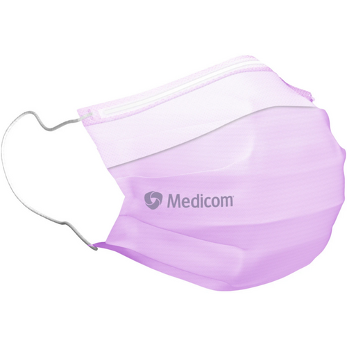 Medicom SafeMask SofSkin antidugg medisinsk munnbind 50 stk lavendel, med strikk