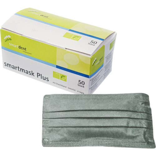 smartmask Plus munnbind 50 lateksfrie, 4-lags, grå