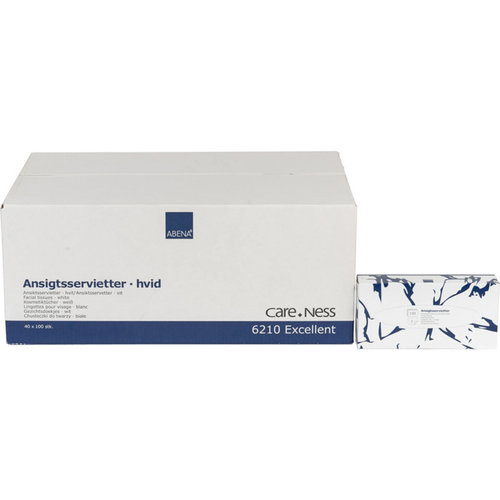 Kosmetiske servietter 40 x 100 stk 2-lags lys hvit