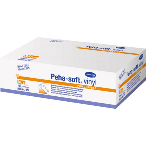 Peha-soft vinyl powderfree hansker 100 stk. pudderfrie, transparente, L