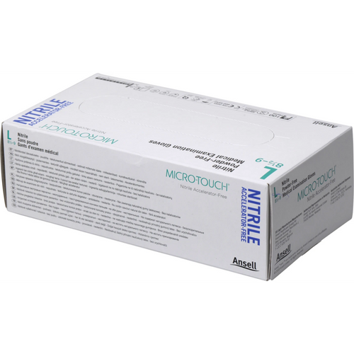 MICRO-TOUCH Nitrile Accelerator-Free hansker 100 stk pudderfrie, blå, L