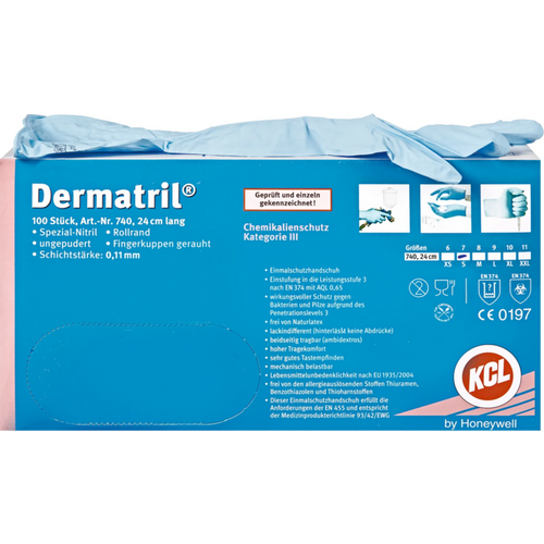Dermatril nitrilhansker 100 stk pudderfrie, blå, S