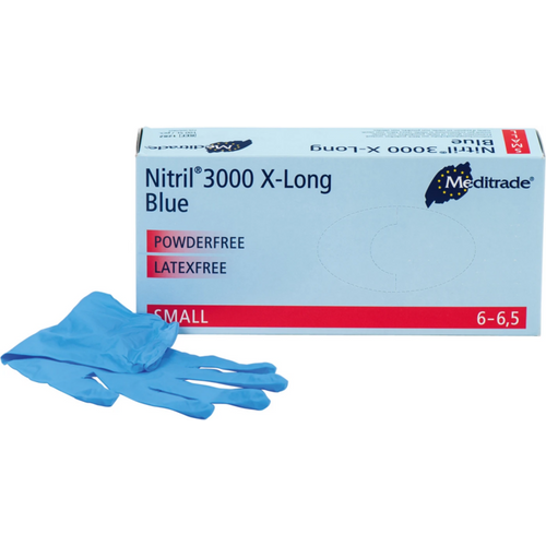 Nitril 3000 X-Long Blue hansker 100 stk. pudderfrie, blå, S