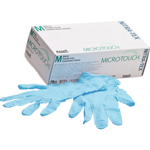 MICRO-TOUCH Nitrax-Tex hansker 100 stk. pudderfrie, blå, M