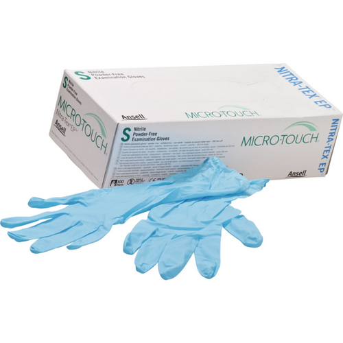 MICRO-TOUCH Nitrax-Tex EP hansker 100 stk. pudderfrie, blå, S