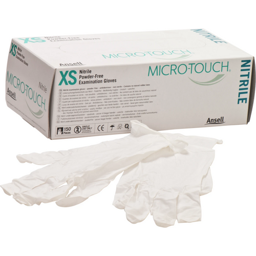 MICRO-TOUCH Nitrile hansker 150 stk. pudderfrie, hvite, XS