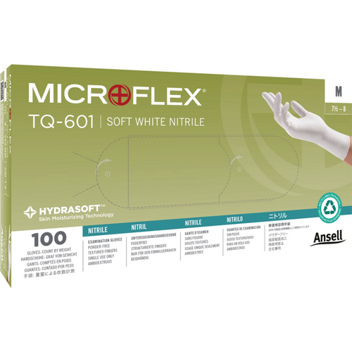 MICROFLEX TQ-601 Soft White nitrilhansker 100 stk. pudderfrie, hvite, M