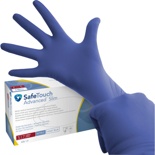 Medicom SafeTouch Advanced Slim nitrilhansker 100 stk. pudderfrie, fiolettblå, S