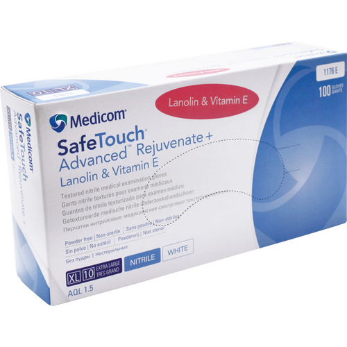 Medicom SafeTouch Advanced Rejuvenate nitrilhansker 100 stk pudderfrie, hvite, XL