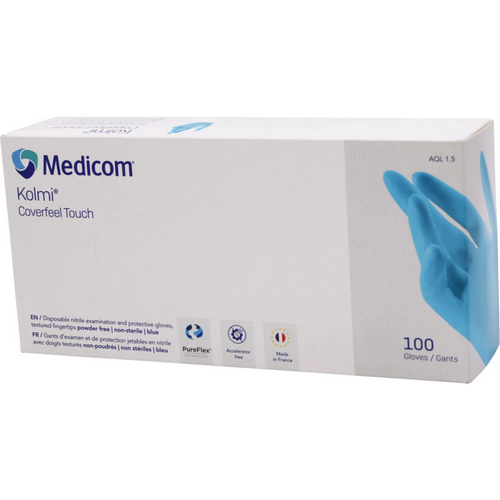 Coverfeel Touch nitrilhansker 100 stk. blå, pudderfrie, M