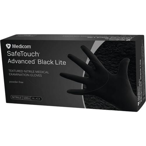 SafeTouch Advanced Black Lite nitrilhansker 100 stk. svarte, pudderfrie, M