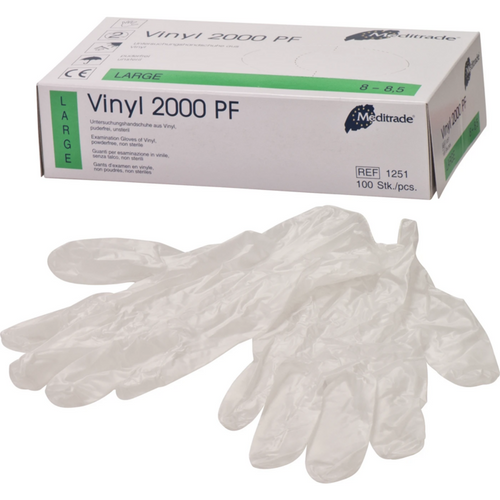 Vinyl 2000 PF 100 stk. pudderfrie, hvite, L