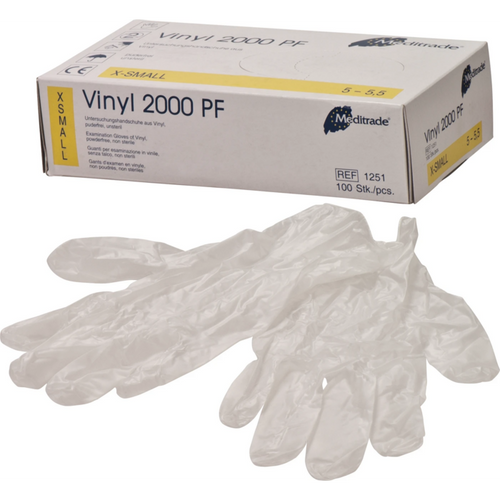 Vinyl 2000 PF 100 stk. pudderfrie, hvite, XS