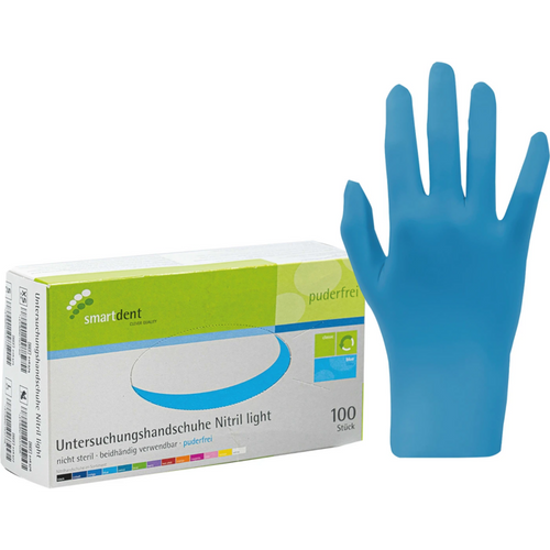 smart nitrilhansker light 100 stk pudderfrie, blå, M