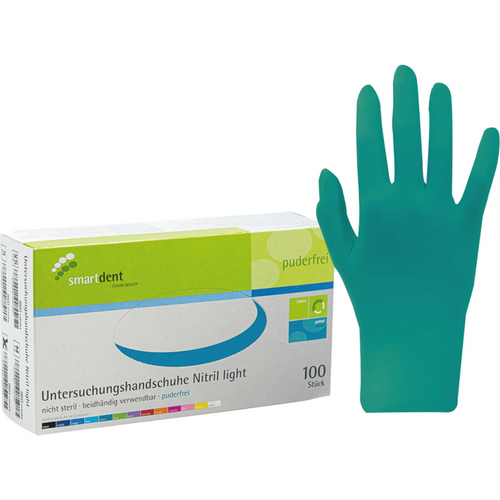 smart nitrilhansker light 100 stk pudderfrie, petrol, XS