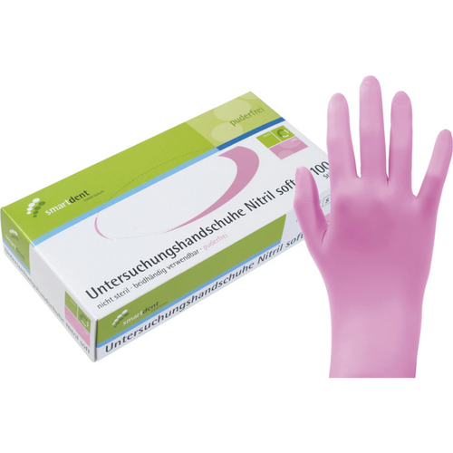 smart nitrilhansker Soft PF 100 stk pudderfrie, rosa, L