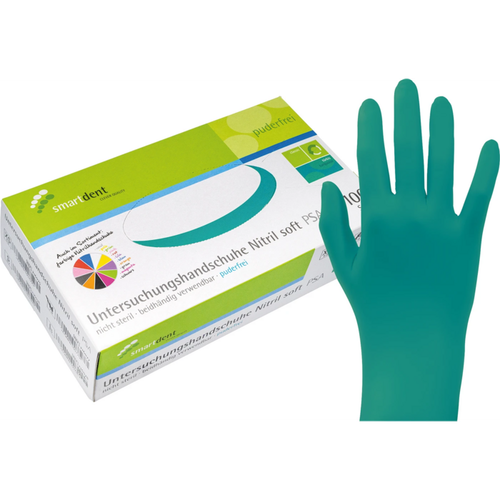 smart nitrilhansker Soft PF 100 stk pudderfrie, turkis, L