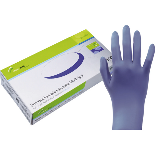 smart nitrilhansker light 100 stk. pudderfrie, indigoblå, S