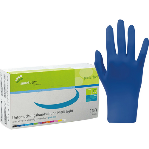 smart nitrilhansker light 100 stk. pudderfrie, kobolt, S