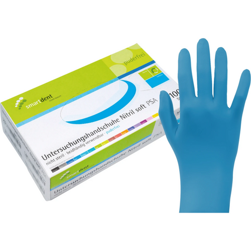 smart nitrilhansker Soft PF 100 stk. pudderfrie, lyseblå, S