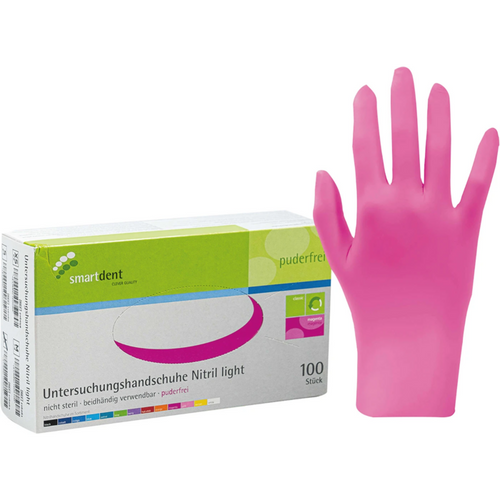 smart nitrilhansker light 100 stk. pudderfrie, magenta, XS