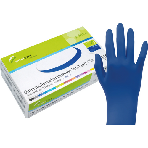 smart nitrilhansker Soft PF 100 stk. pudderfrie, mørkeblå, S