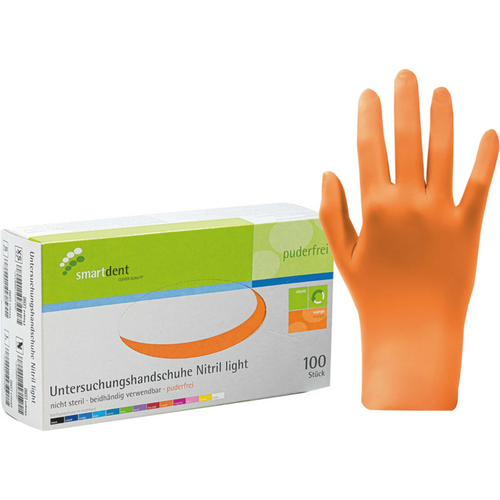 smart nitrilhansker light 100 stk. pudderfrie, oransje, L