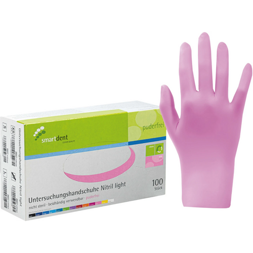 smart nitrilhansker light 100 stk. pudderfrie, rosa, L