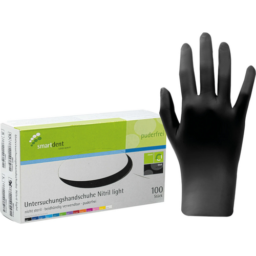 smart nitrilhansker light 100 stk. pudderfrie, svarte, L