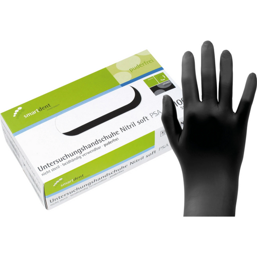 smart nitrilhansker Soft PF 100 stk. pudderfrie, svarte, M