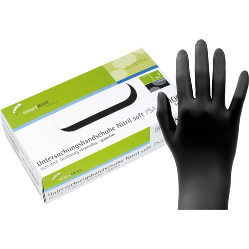 smart nitrilhansker Soft PF 100 stk. pudderfrie, svarte, XS