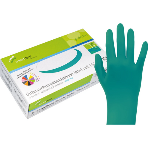smart nitrilhansker Soft PF 100 stk. pudderfrie, turkis, S