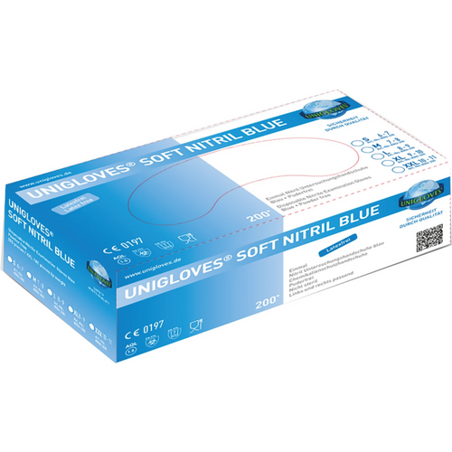 SOFT NITRILE BLUE 200 hansker 200 stk pudderfrie, blå, S