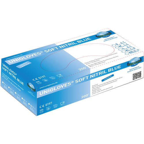 SOFT NITRILE BLUE 200 hansker 200 stk., pudderfrie, blå, XL