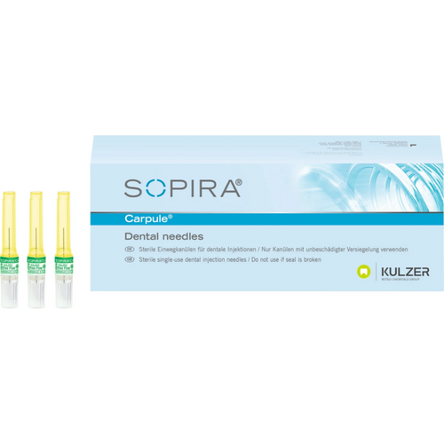 SOPIRA Carpule-kanyler Refillpakke 100 stk, 30G, 16 mm, kort skråfas, grønn, periapikal injeksjonstype