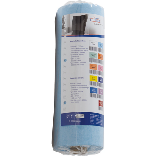 Nakkestøttetrekk rull med 100 stk. lyseblå, 28 x 25 cm