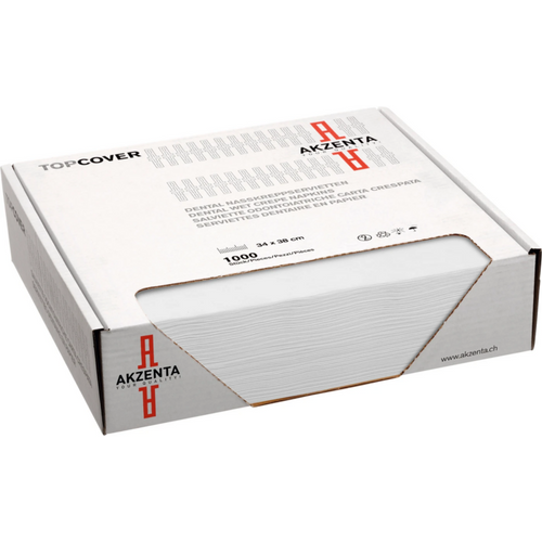 TOP COVER våt-krepp servietter kartong 4 x 1 000 stk. hvit, 34 x 38 cm