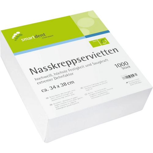 smart våtservikrepp kartong 1 000 stk. klar hvit, 34 x 38 cm, 1-lags