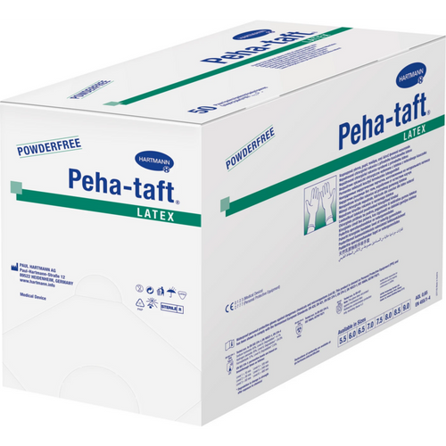 Peha-taft latex hansker 50 par pudderfrie, hvite, størrelse 8,5