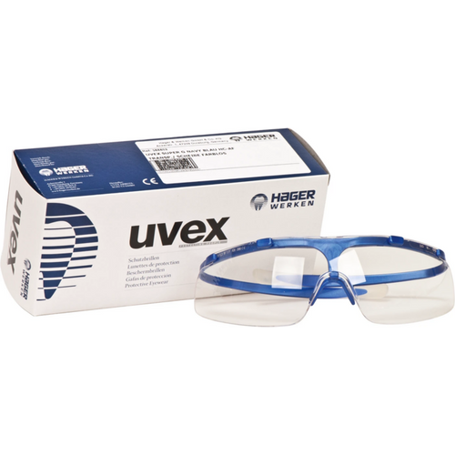 Hager iSpec beskyttelsesbrille Super Lite Fit stk. Blå innfatning, klart glass, UV-område 2-1.2