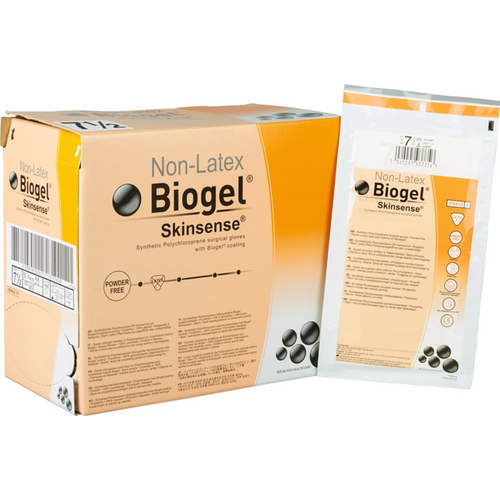 Biogel Skinsense 10 par pudderfrie, lett gulaktige, størrelse 7,5