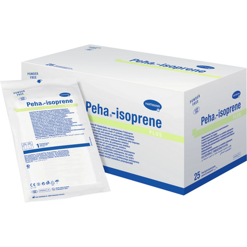 Peha-isoprene latexfree 50 par pudderfri, hvite, størrelse 8.5
