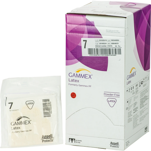 Gammex Latex 50 par pudderfrie, natur, størrelse 7