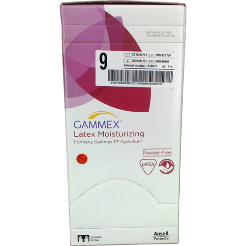 Gammex Latex Moisturizer 50 par pudderfrie, naturlig, størrelse 9