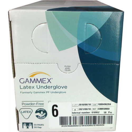 Gammex Latex Underglove 50 par pudderfrie, grønne, størrelse 6