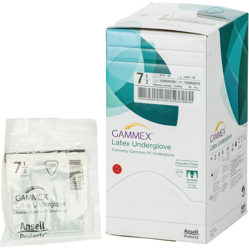 Gammex Latex Underglove 50 par pudderfrie, grønne, størrelse 7,5