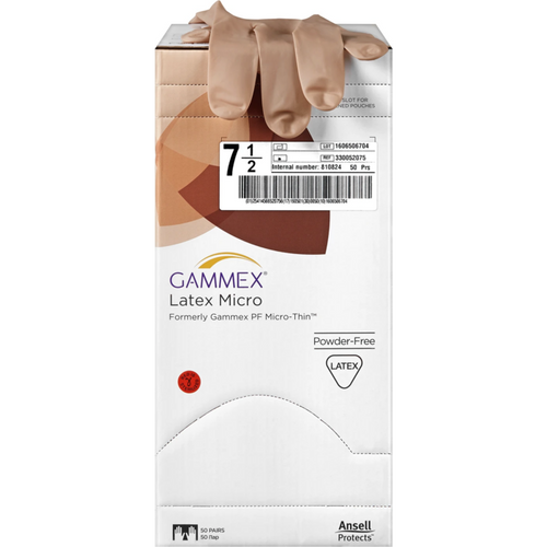 Gammex Latex Micro 50 par pudderfrie, brune, størrelse 7,5