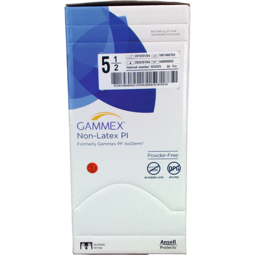 Gammex Non-Latex PI 50 par pudderfrie, hvite, størrelse 5,5