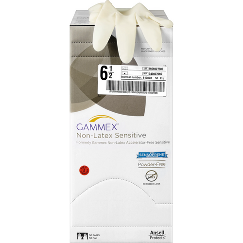 Gammex Non-Latex Sensitive 50 par pudderfrie, natur, størrelse 6,5